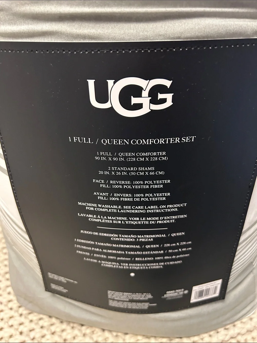 UGG Devon Full/Queen Gray and White Striped Comforter Set
